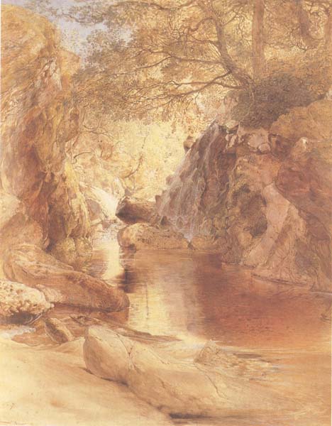 A Cascade in Shadow,Drawn on the Spot,near the Function of the Machno and Conway,North Wales